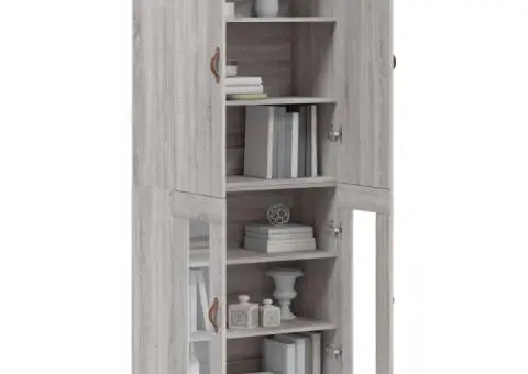 Dulap înalt, gri sonoma, 69,5x34x180 cm, lemn compozit - 3/5