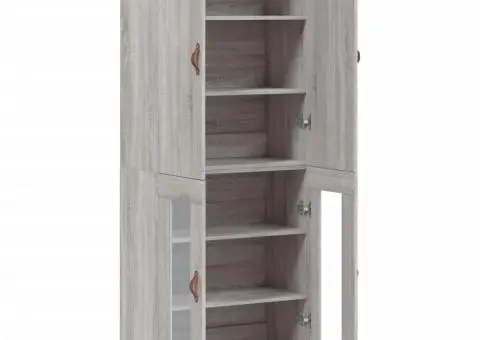 Dulap înalt, gri sonoma, 69,5x34x180 cm, lemn compozit - 4/5