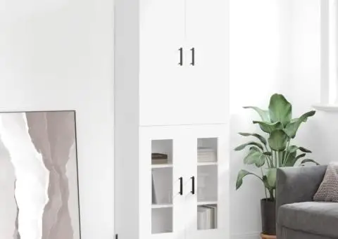 Dulap înalt, alb, 69,5x34x180 cm, lemn compozit - 1/5