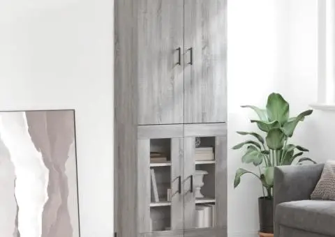 Dulap înalt, gri sonoma, 69,5x34x180 cm, lemn compozit - 1/5