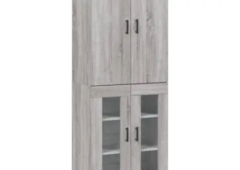 Dulap înalt, gri sonoma, 69,5x34x180 cm, lemn compozit - 2/5