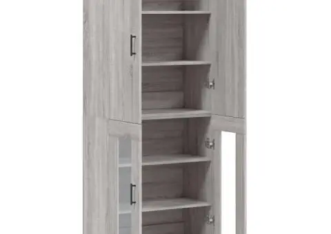 Dulap înalt, gri sonoma, 69,5x34x180 cm, lemn compozit - 4/5