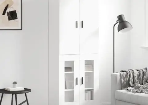 Dulap înalt, alb, 69,5x34x180 cm, lemn compozit - 1/5