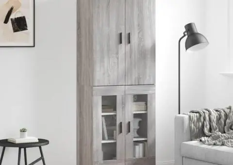 Dulap înalt, gri sonoma, 69,5x34x180 cm, lemn compozit - 1/5