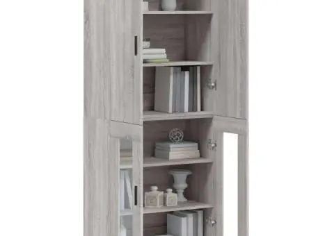 Dulap înalt, gri sonoma, 69,5x34x180 cm, lemn compozit - 3/5