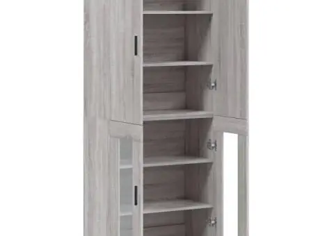 Dulap înalt, gri sonoma, 69,5x34x180 cm, lemn compozit - 4/5