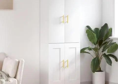 Dulap înalt, alb, 69,5x34x180 cm, lemn compozit - 1/5