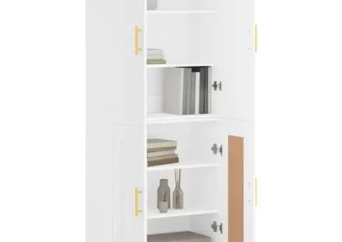 Dulap înalt, alb, 69,5x34x180 cm, lemn compozit - 3/5