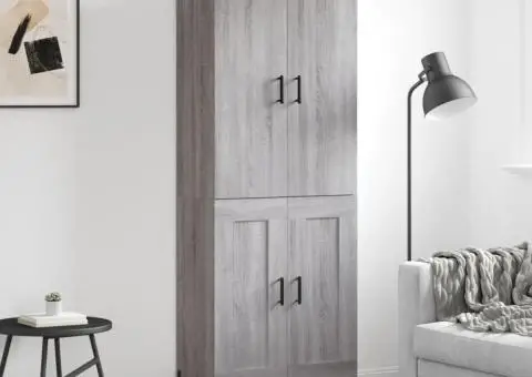 Dulap înalt, gri sonoma, 69,5x34x180 cm, lemn compozit - 1/5