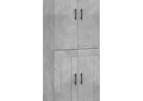 Dulap înalt, gri beton, 69,5x34x180, lemn compozit - 2/5