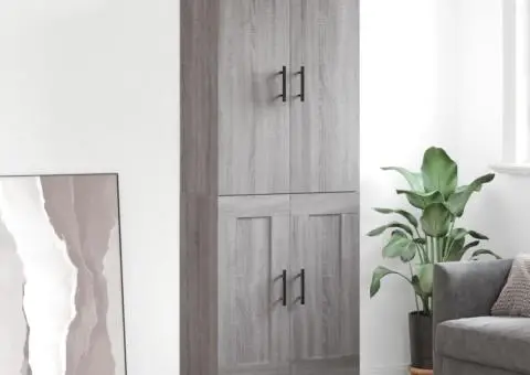 Dulap înalt, gri sonoma, 69,5x34x180 cm, lemn compozit - 1/5