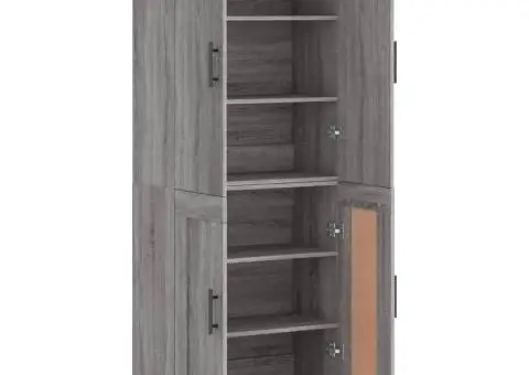 Dulap înalt, gri sonoma, 69,5x34x180 cm, lemn compozit - 4/5