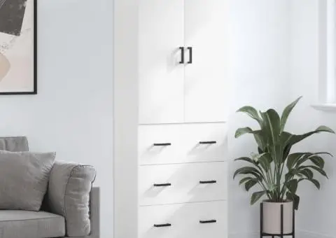 Dulap înalt, alb, 69,5x34x180 cm, lemn compozit - 1/5