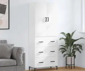 vidaXL Dulap înalt, alb, 69,5x34x180 cm, lemn compozit
