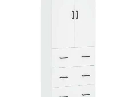 Dulap înalt, alb, 69,5x34x180 cm, lemn compozit - 2/5