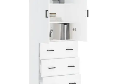 Dulap înalt, alb, 69,5x34x180 cm, lemn compozit - 3/5