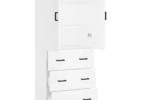 Dulap înalt, alb, 69,5x34x180 cm, lemn compozit - 4/5