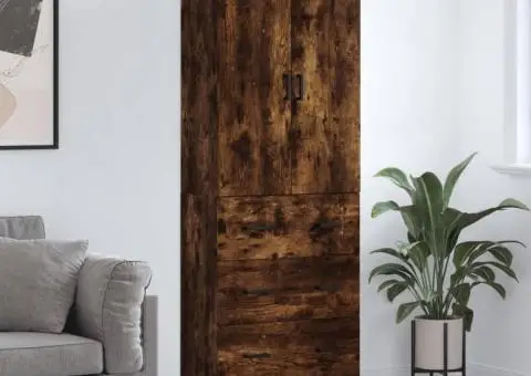 Dulap înalt, stejar fumuriu, 69,5x34x180, lemn compozit - 1/5