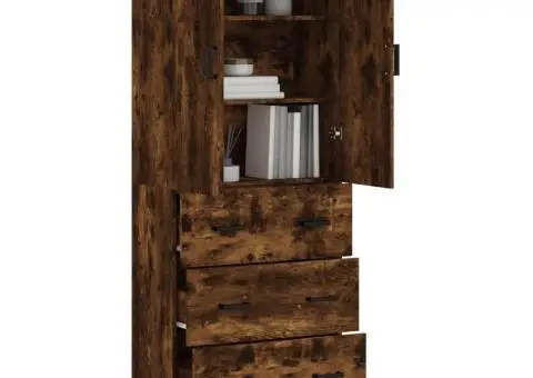 Dulap înalt, stejar fumuriu, 69,5x34x180, lemn compozit - 3/5