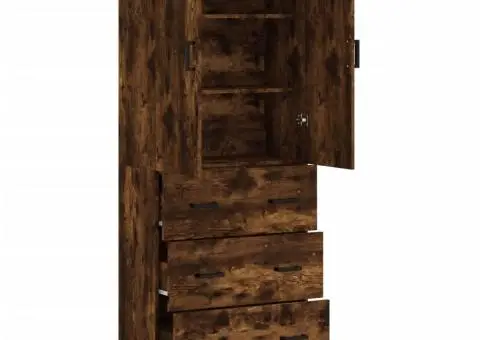 Dulap înalt, stejar fumuriu, 69,5x34x180, lemn compozit - 4/5