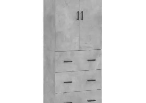 Dulap înalt, gri beton, 69,5x34x180, lemn compozit - 2/5