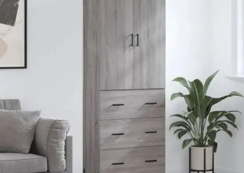 Dulap înalt, gri sonoma, 69,5x34x180 cm, lemn compozit - 1/5