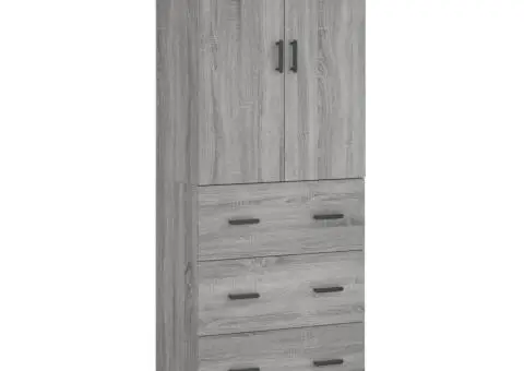 Dulap înalt, gri sonoma, 69,5x34x180 cm, lemn compozit - 2/5