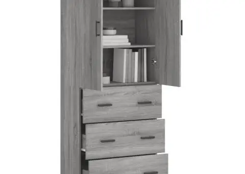 Dulap înalt, gri sonoma, 69,5x34x180 cm, lemn compozit - 3/5