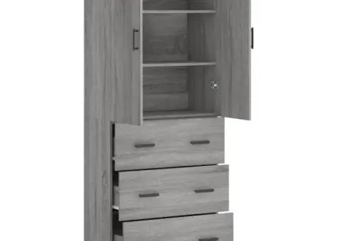 Dulap înalt, gri sonoma, 69,5x34x180 cm, lemn compozit - 4/5