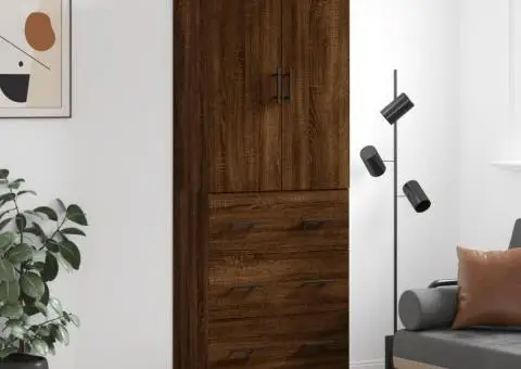 Dulap înalt, stejar maro, 69,5x34x180 cm, lemn compozit - 1/5