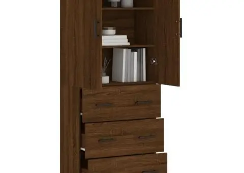 Dulap înalt, stejar maro, 69,5x34x180 cm, lemn compozit - 3/5