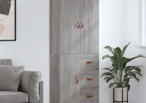 Dulap înalt, gri sonoma, 69,5x34x180 cm, lemn compozit - 1/5