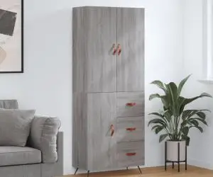 vidaXL Dulap înalt, gri sonoma, 69,5x34x180 cm, lemn compozit