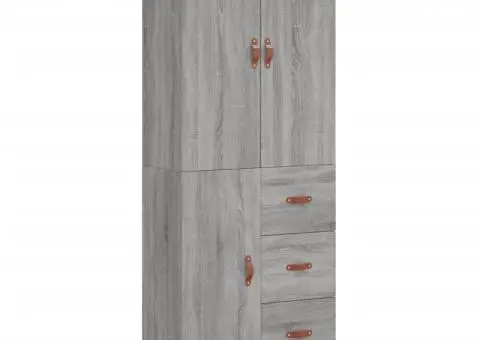 Dulap înalt, gri sonoma, 69,5x34x180 cm, lemn compozit - 2/5