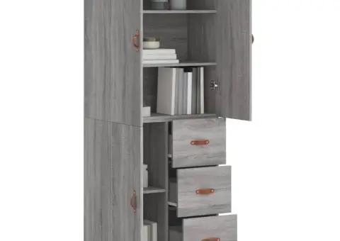 Dulap înalt, gri sonoma, 69,5x34x180 cm, lemn compozit - 3/5