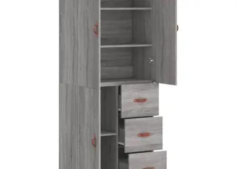 Dulap înalt, gri sonoma, 69,5x34x180 cm, lemn compozit - 4/5