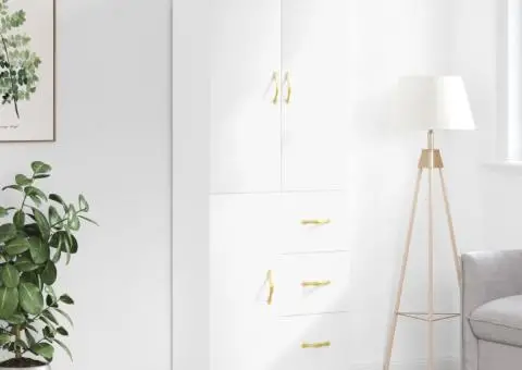 Dulap înalt, alb, 69,5x34x180 cm, lemn compozit - 1/5