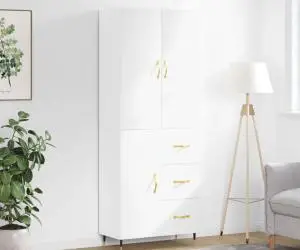 vidaXL Dulap înalt, alb, 69,5x34x180 cm, lemn compozit