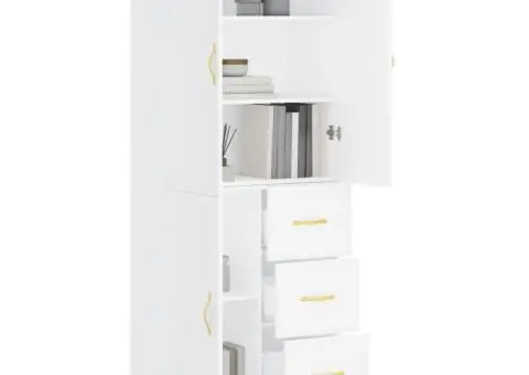 Dulap înalt, alb, 69,5x34x180 cm, lemn compozit - 3/5