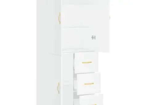 Dulap înalt, alb, 69,5x34x180 cm, lemn compozit - 4/5