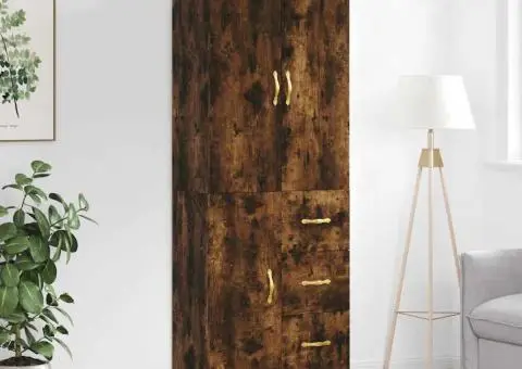 Dulap înalt, stejar fumuriu, 69,5x34x180, lemn compozit - 1/5