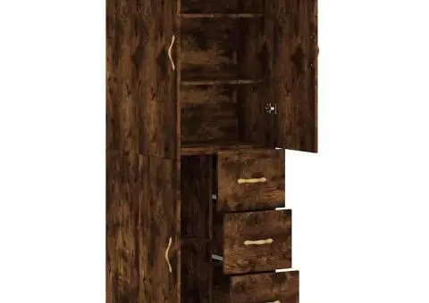 Dulap înalt, stejar fumuriu, 69,5x34x180, lemn compozit - 4/5