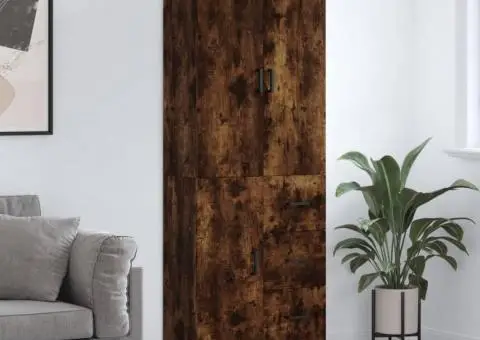 Dulap înalt, stejar fumuriu, 69,5x34x180, lemn compozit - 1/5