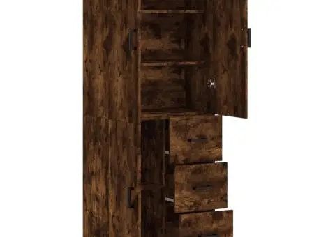 Dulap înalt, stejar fumuriu, 69,5x34x180, lemn compozit - 4/5