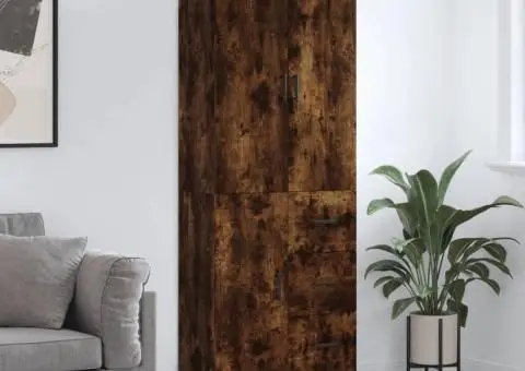 Dulap înalt, stejar fumuriu, 69,5x34x180, lemn compozit - 1/5