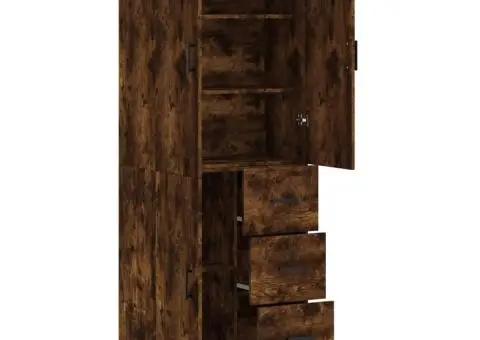 Dulap înalt, stejar fumuriu, 69,5x34x180, lemn compozit - 4/5