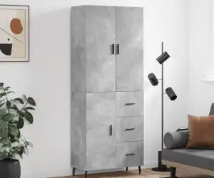 vidaXL Dulap înalt, gri beton, 69,5x34x180, lemn compozit