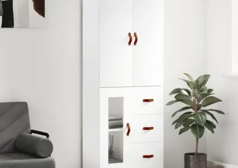 Dulap înalt, alb, 69,5x34x180 cm, lemn compozit - 1/5