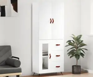 vidaXL Dulap înalt, alb, 69,5x34x180 cm, lemn compozit