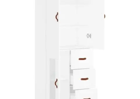 Dulap înalt, alb, 69,5x34x180 cm, lemn compozit - 4/5